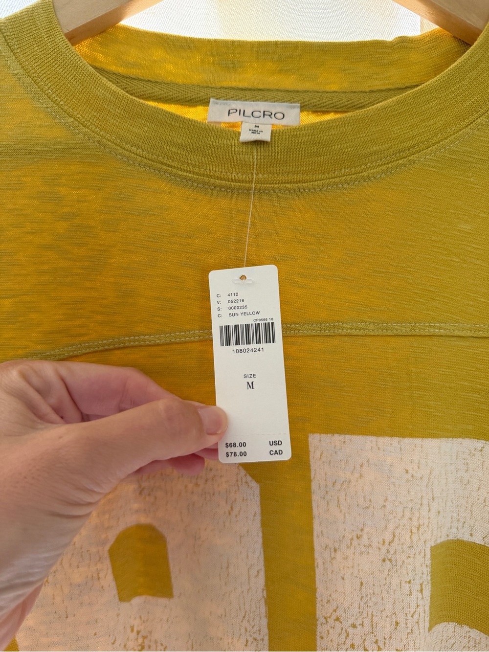 Pilcro ✨ Anthropologie 3/4 Sleeve Varsity Tee in Sun Yellow - Picture 7 of 7